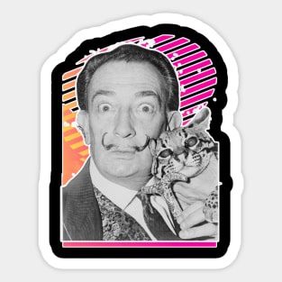 Funny Man With a Moustache and Wild Cat Sticker